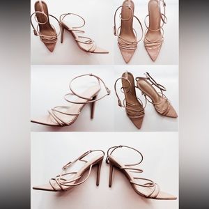 Cape Robbin ADA Nude Super Strappy Pointy Open Toe Ankle Strap Stiletto Heel